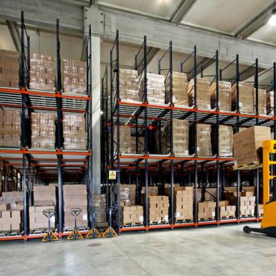 Forklift in warehouse