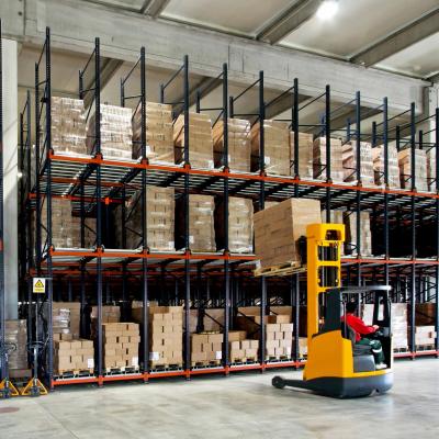 Forklift in warehouse